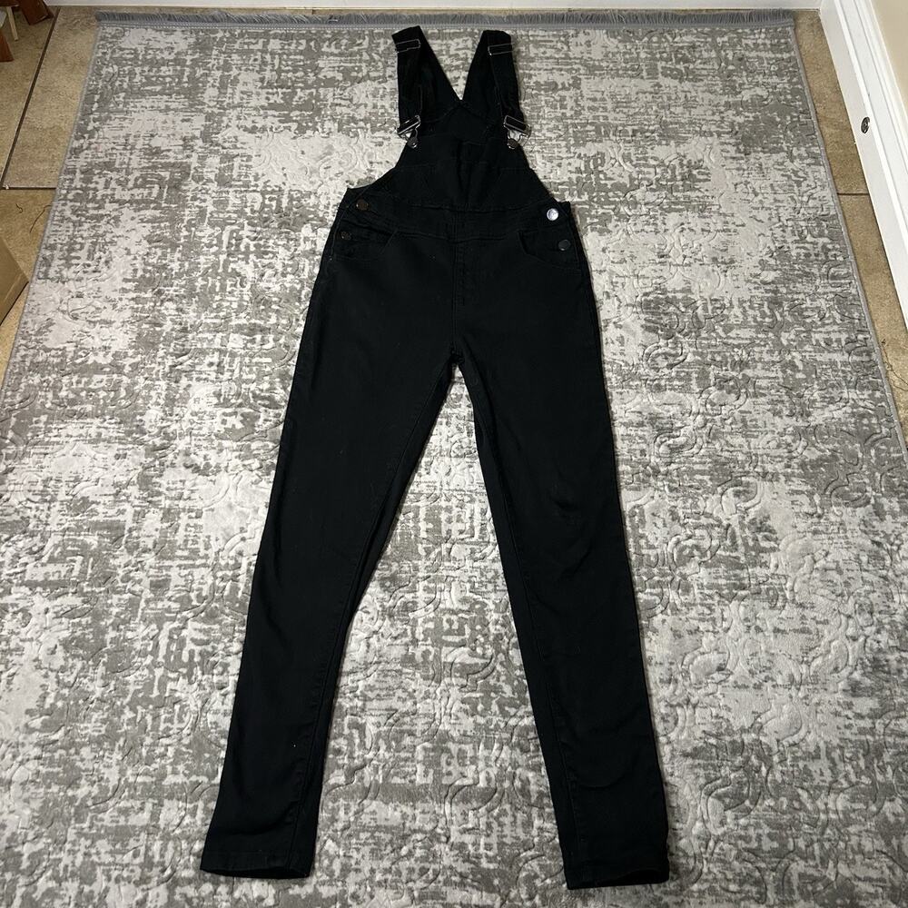 American Bazi Overalls Denim Womens Distressed Jumpsuits Black Stretch Size S